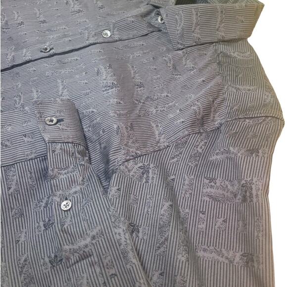 Robert Graham Men’s M Gray Geo Modern Americana Flip Cuff Shirt EUC - Picture 2 of 10